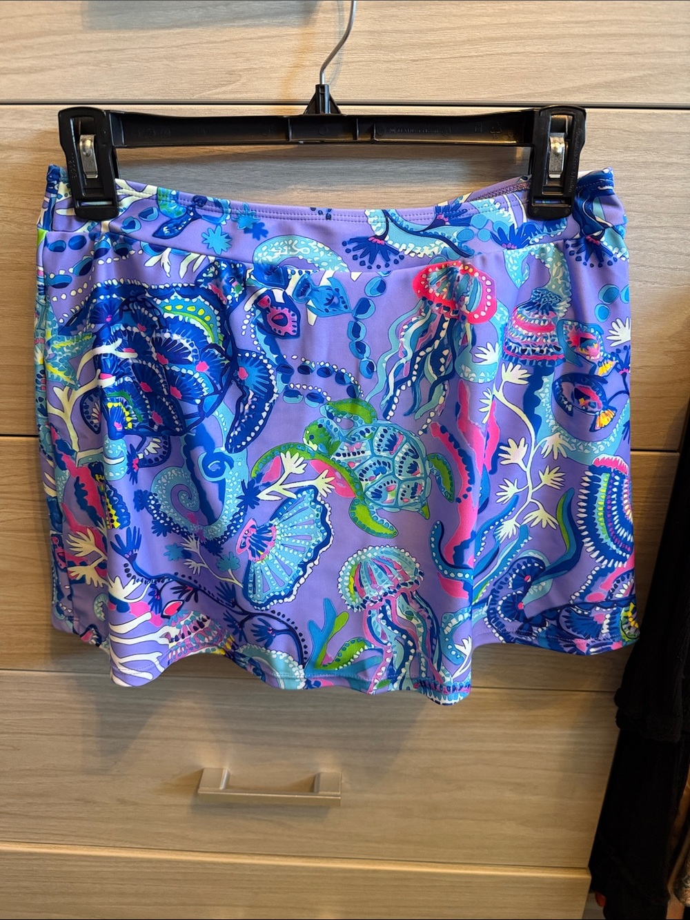 Tropical Two-Swim Skirt and ruffle top. Purple Sea Life Pattern. Never worn!